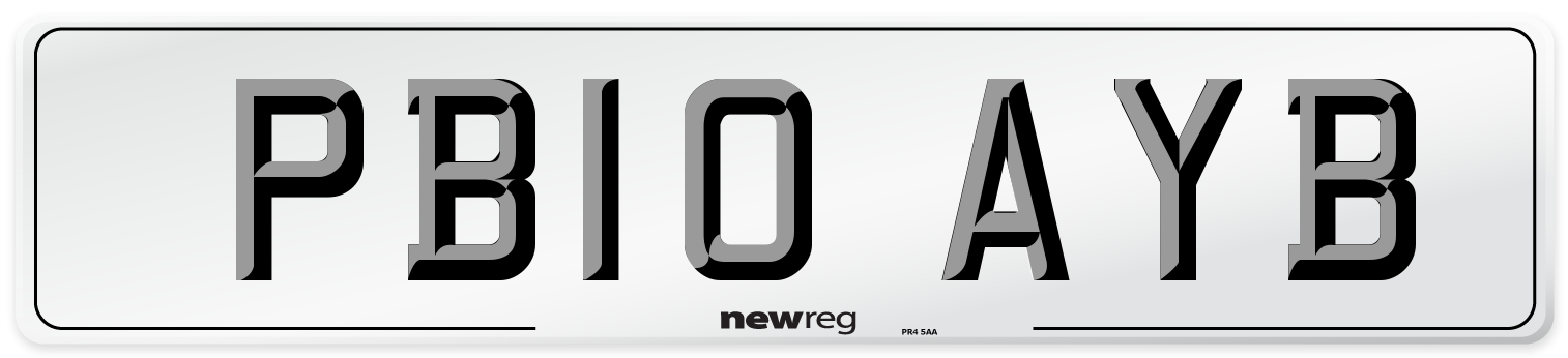 PB10 AYB Number Plate from New Reg